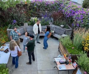 Full Moon Community gathering in the garden.